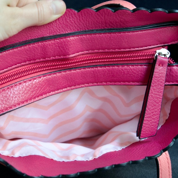 Coral Pink Faux Leather Small Tote Bag Candie’s by Fergie - Picture 13 of 17
